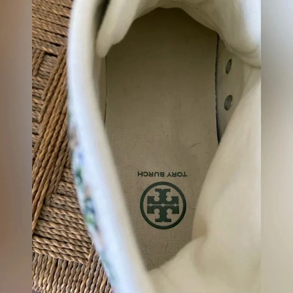 Tory Burch Shoes Women’s 8 Logo High Top Sneaker Printed Canvas Floral - Picture 6 of 7